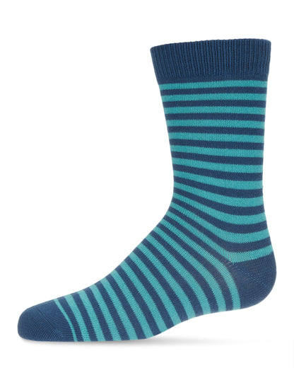 Thin Stripe Cotton Blend Boys Crew Sock : Color: Blue