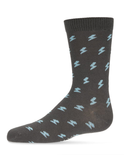 Boys' Lightning Bolt Crew Socks : Color: Gray