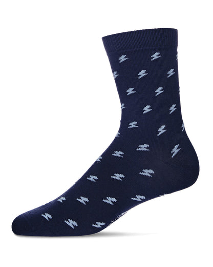Boys' Lightning Bolt Crew Socks : Color: Navy