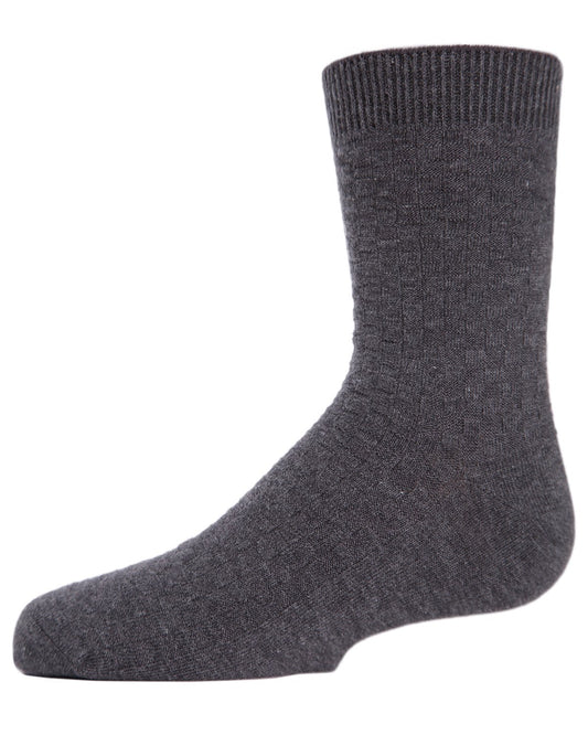 Boys' Basket Weave Mercerized Cotton Crew Socks : Color: Gray