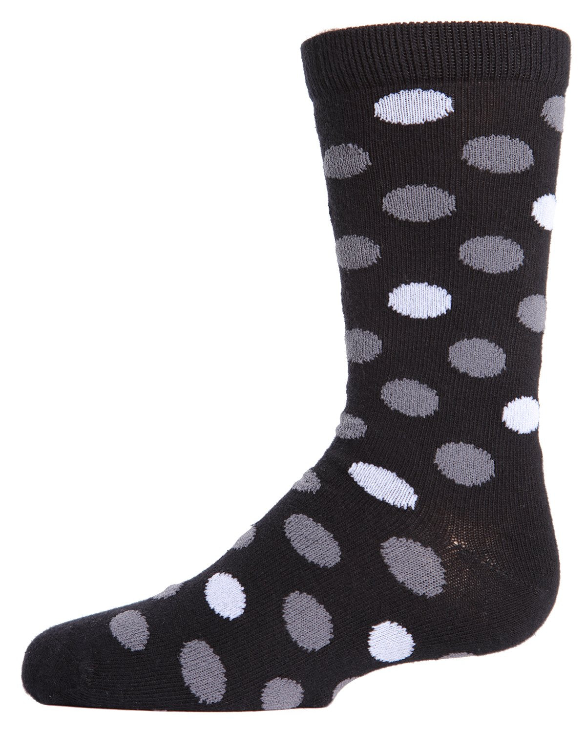 Boys' Spots and Dots Ribbed Cotton Crew Socks : Color: Black