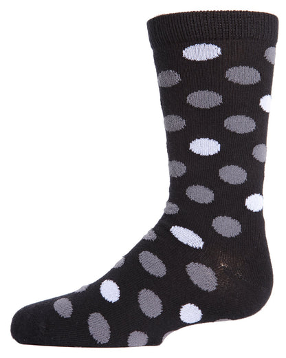 Boys' Spots and Dots Ribbed Cotton Crew Socks : Color: Black