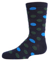 Boys' Spots and Dots Ribbed Cotton Crew Socks : Color: Navy