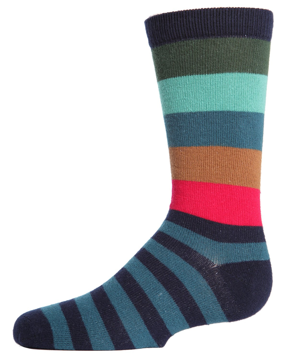 Boys' Bold Stripes Crew Socks : Color: Navy