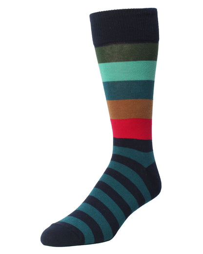 Boys' Bold Stripes Crew Socks : Color: Navy