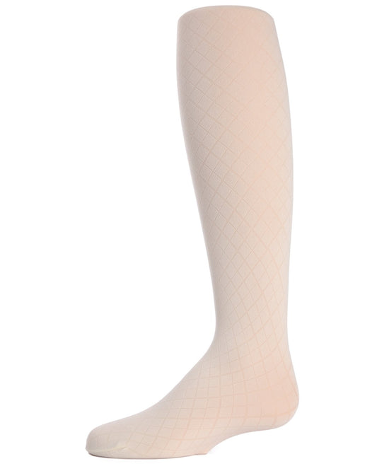 Girls' Double Diamond Opaque Nylon Tights : Color: Ivory