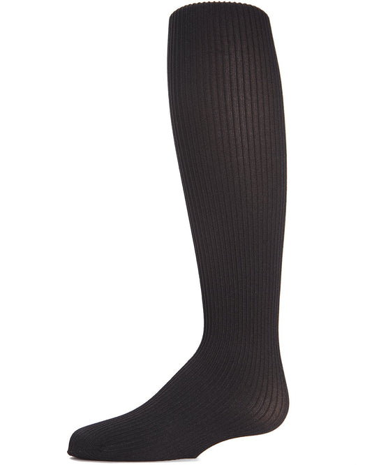 Textured Toes Girls Ribbed Tights : Color: Black