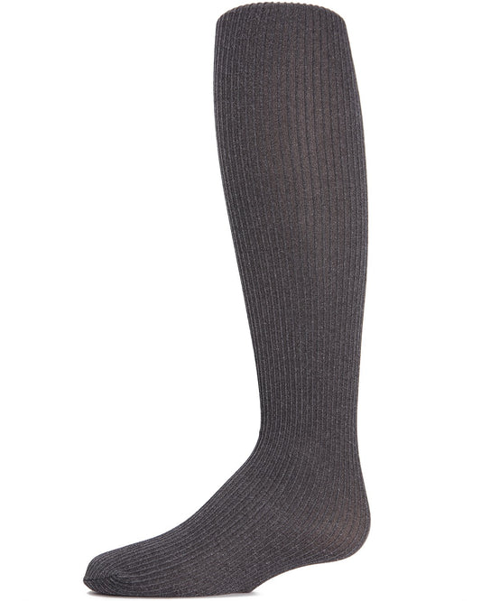 Textured Toes Girls Ribbed Tights : Color: Charcoal