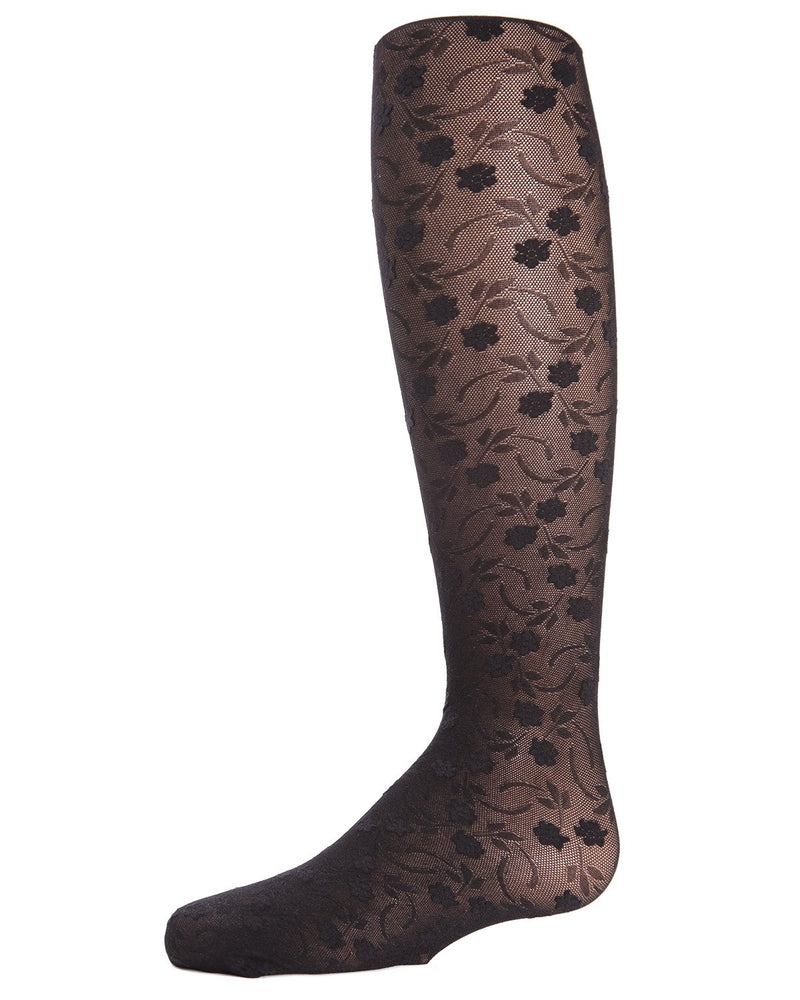 MeMoi Sweet Blossoms Girls Sheer Floral Lace Tights
