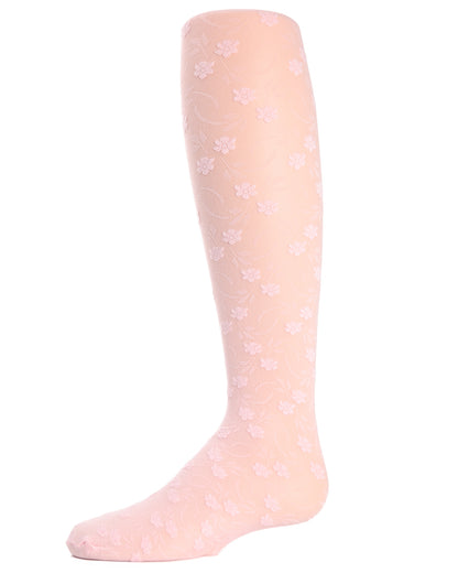 Infant Sweet Blossoms Sheer Raised Floral Print Tights : Color: Light Pink