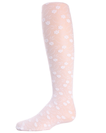Infant Sweet Blossoms Sheer Raised Floral Print Tights : Color: White