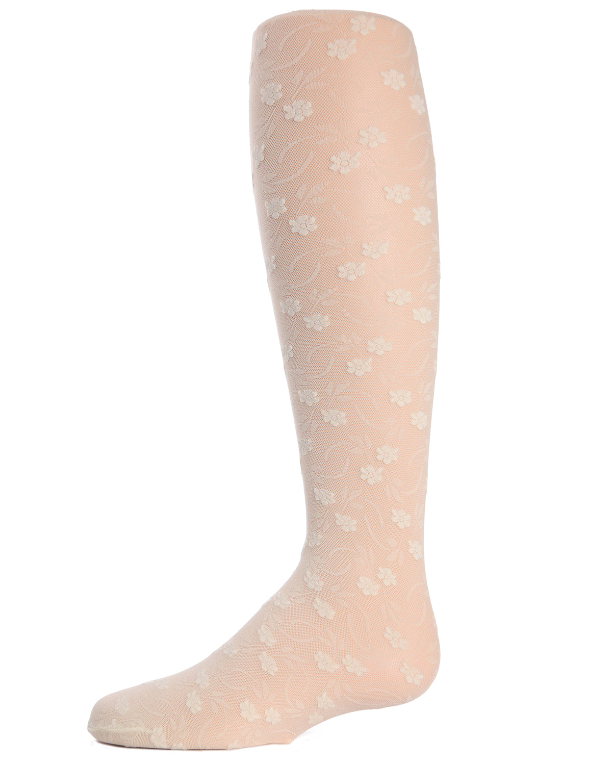 Infant Sweet Blossoms Sheer Raised Floral Print Tights : Color: Winter White
