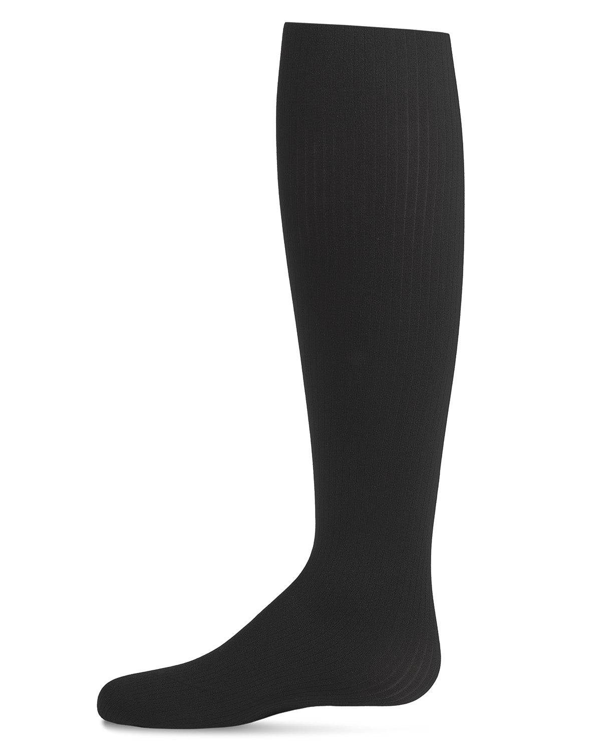 Girls' Opaque Fine Ribbed Nylon Tights : Color: Black