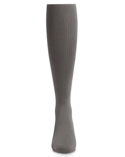 Girls' Opaque Fine Ribbed Nylon Tights : Color: Gray