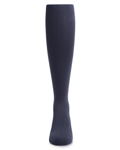 Girls' Opaque Fine Ribbed Nylon Tights : Color: Navy