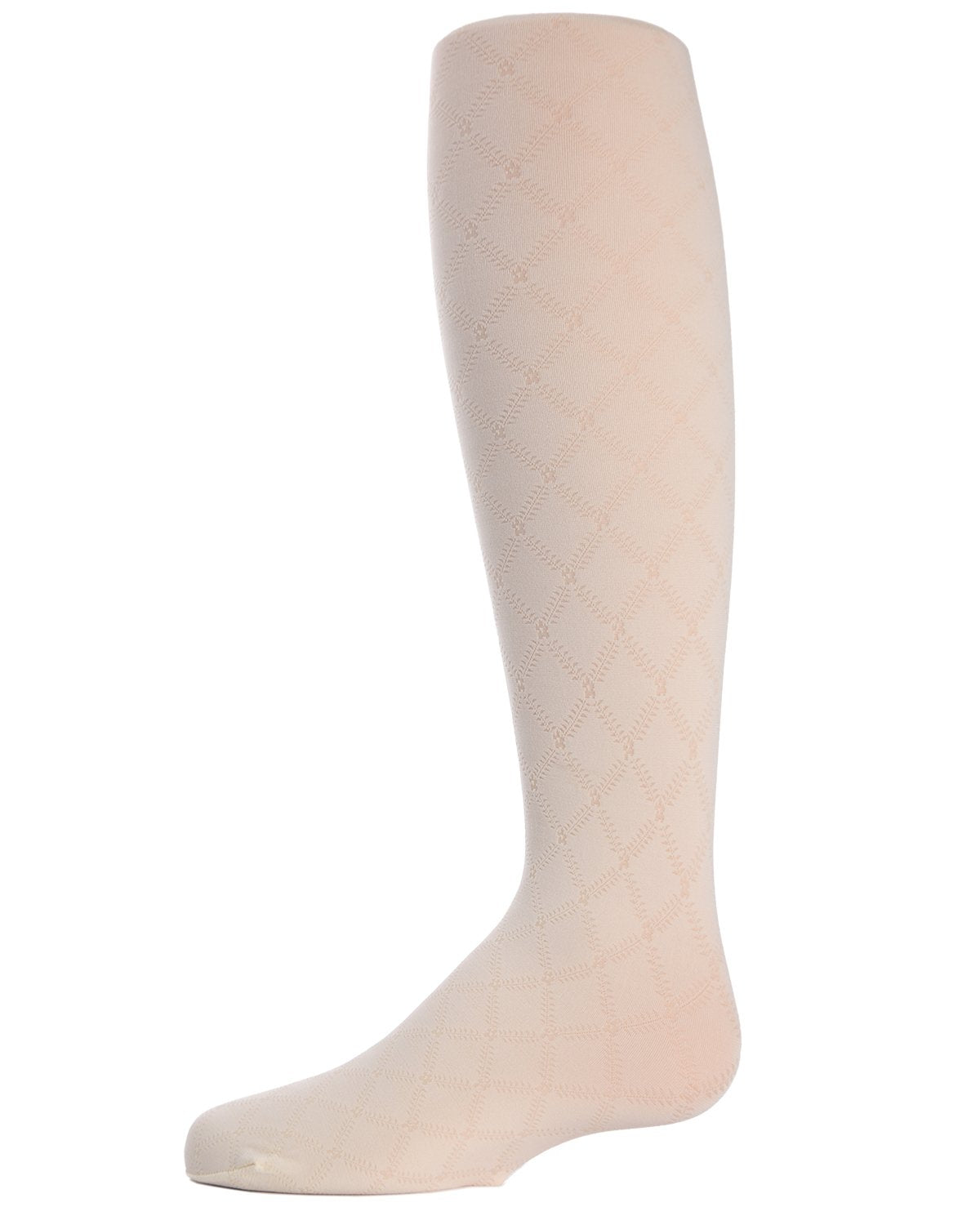 Flowers and Diamonds Girls Opaque Tights : Color: Ivory