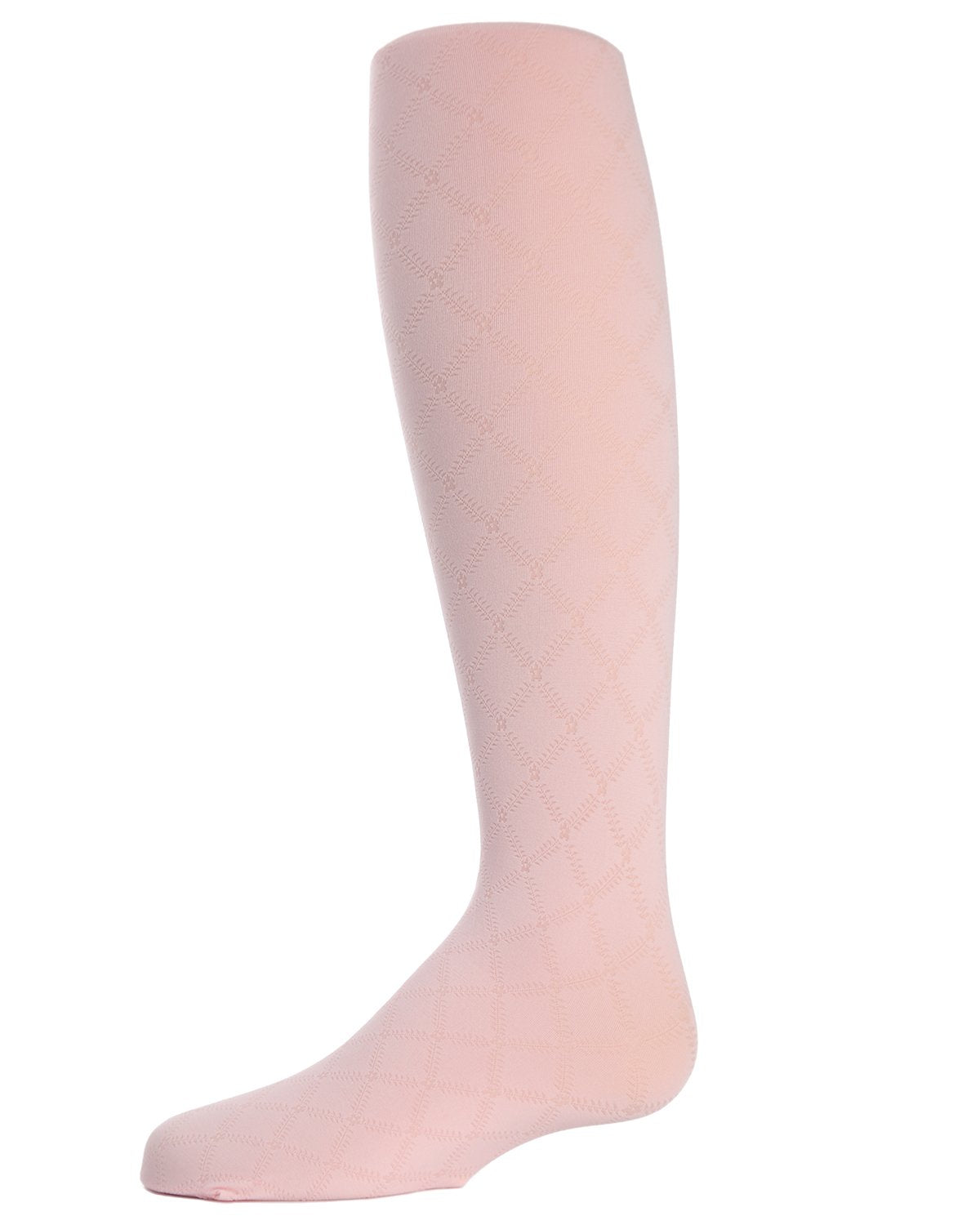 Flowers and Diamonds Girls Opaque Tights : Color: Light Pink