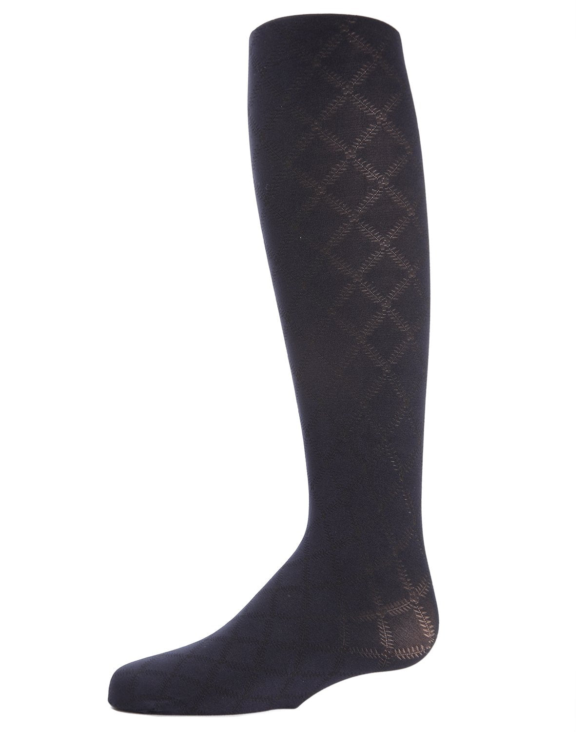 Flowers and Diamonds Girls Opaque Tights : Color: Navy