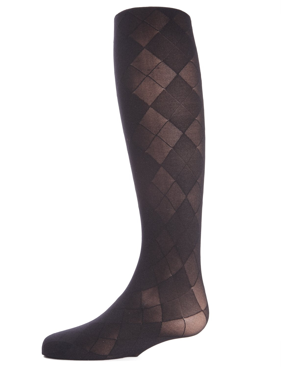 Girls' Sheer Argyle Nylon Tights : Color: Black