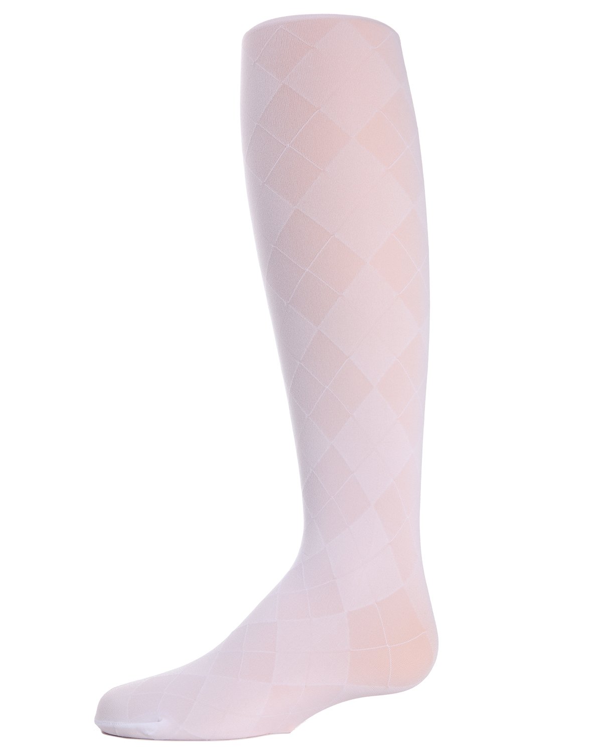 Girls' Sheer Argyle Nylon Tights : Color: White