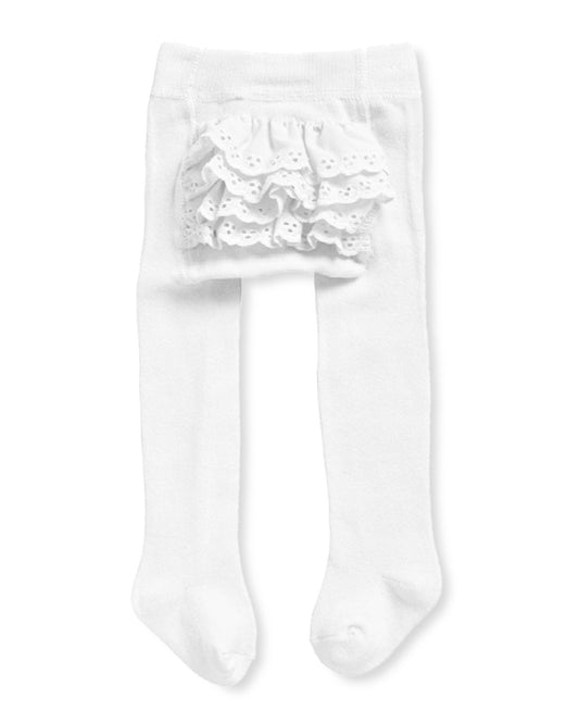 Infant Girl's Rhumba Cotton Blend Tights With Ruffles : Color: White