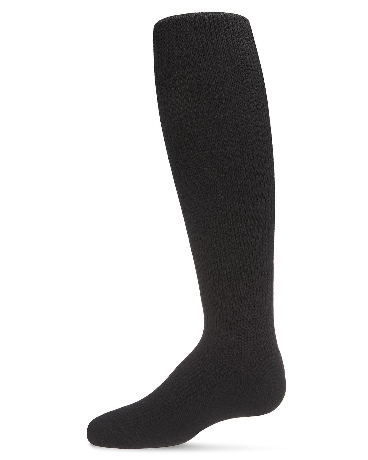 Girls' Thin Ribbed Cotton Tights : Color: Black