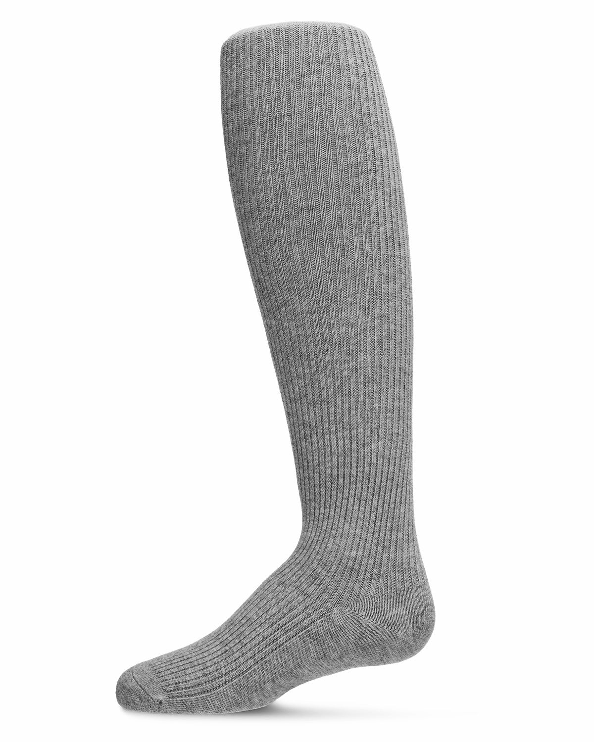 Girls' Thin Ribbed Cotton Tights : Color: Medium Gray