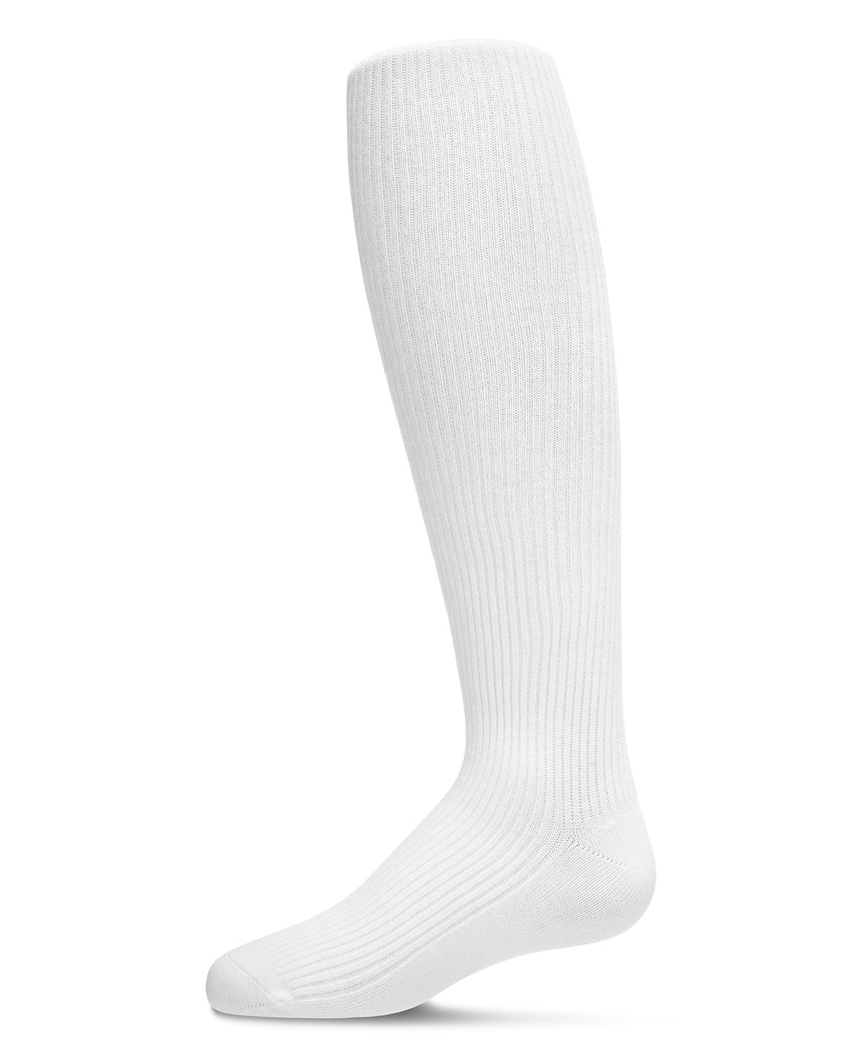 Girls' Thin Ribbed Cotton Tights : Color: White
