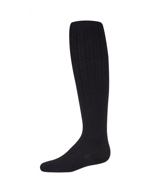 Girls Cotton Blend Cable Tights : Color: Black