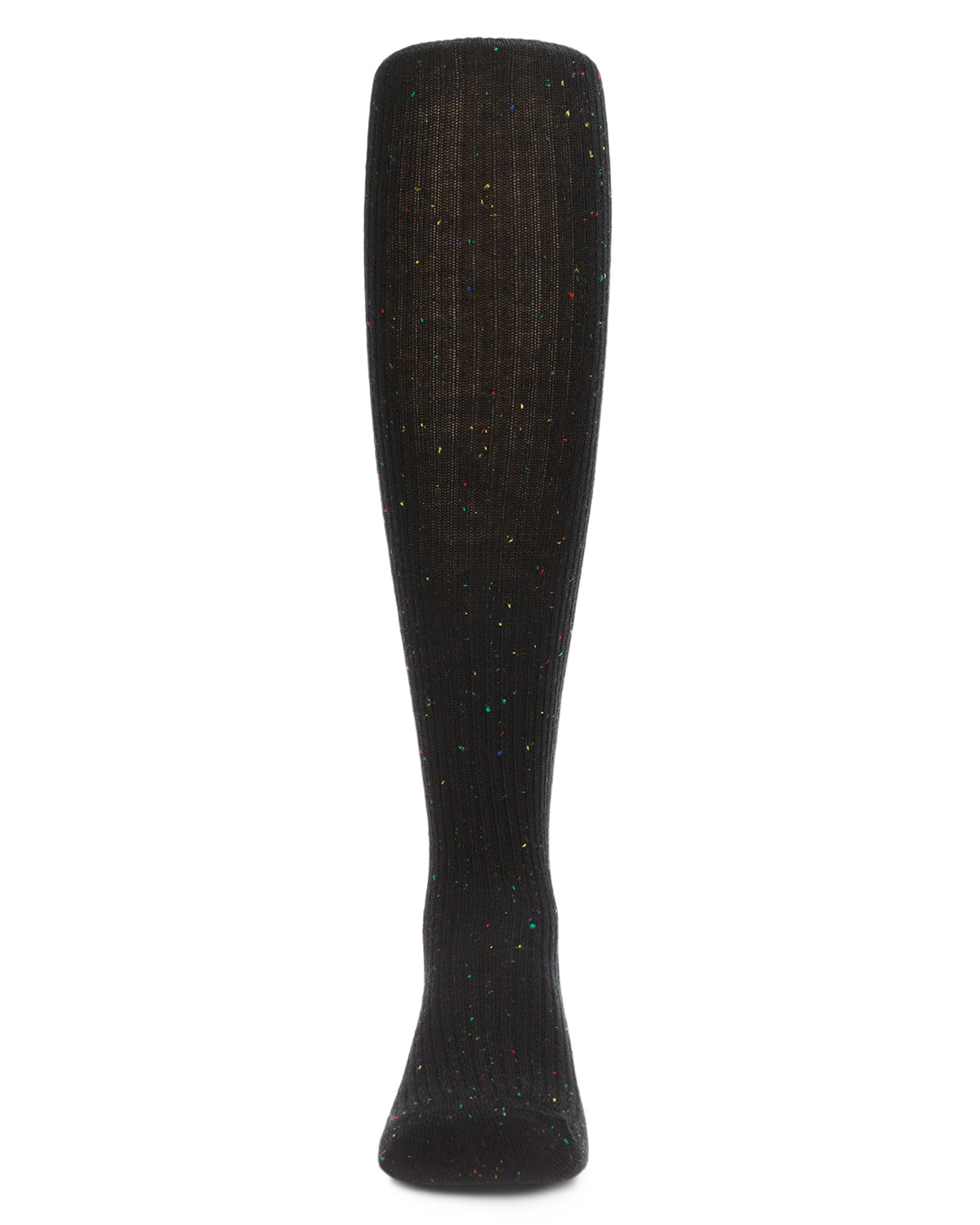 Thin Ribbed Speckled Cotton Tights : Color: Black