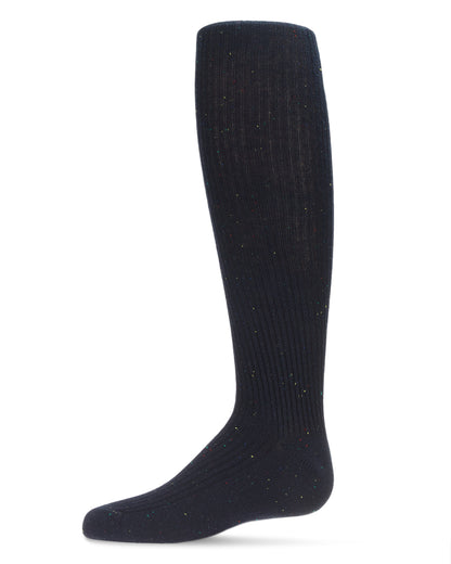 Thin Ribbed Speckled Cotton Tights : Color: Navy