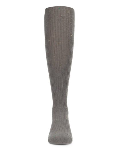 Thin Ribbed Speckled Cotton Tights : Color: Charcoal
