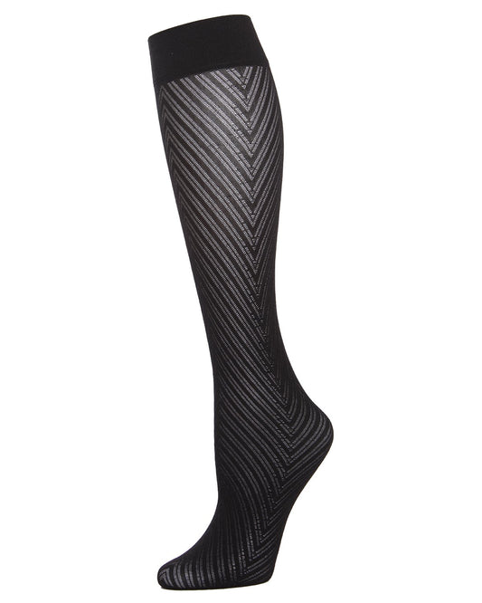 Women's Chevron Semi-Opaque Knee Highs : Color: Black