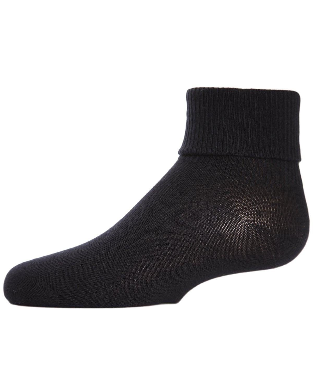 Kids' Triple Roll Cotton Blend Ankle Socks : Color: Black