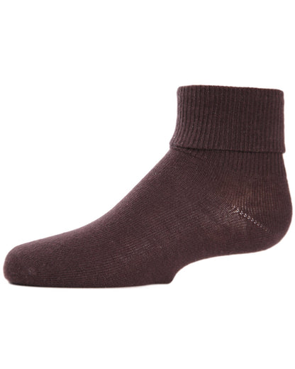 Kids' Triple Roll Cotton Blend Ankle Socks : Color: Brown