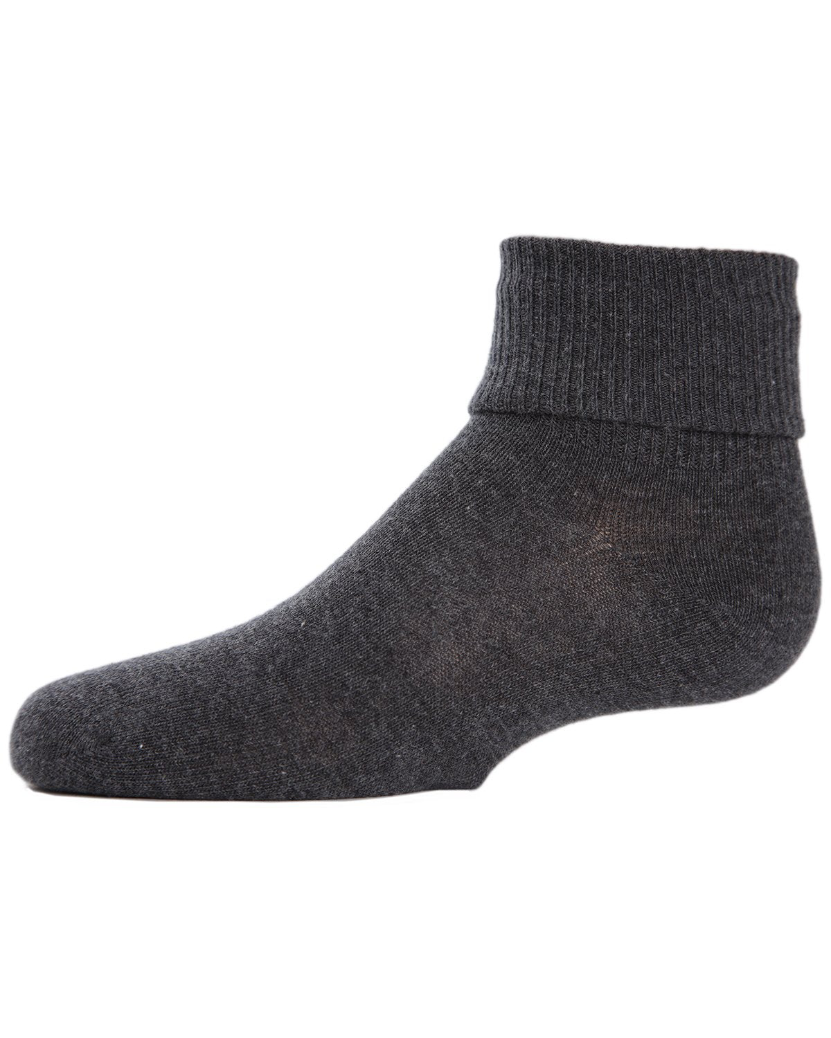 Kids' Triple Roll Cotton Blend Ankle Socks : Color: Charcoal