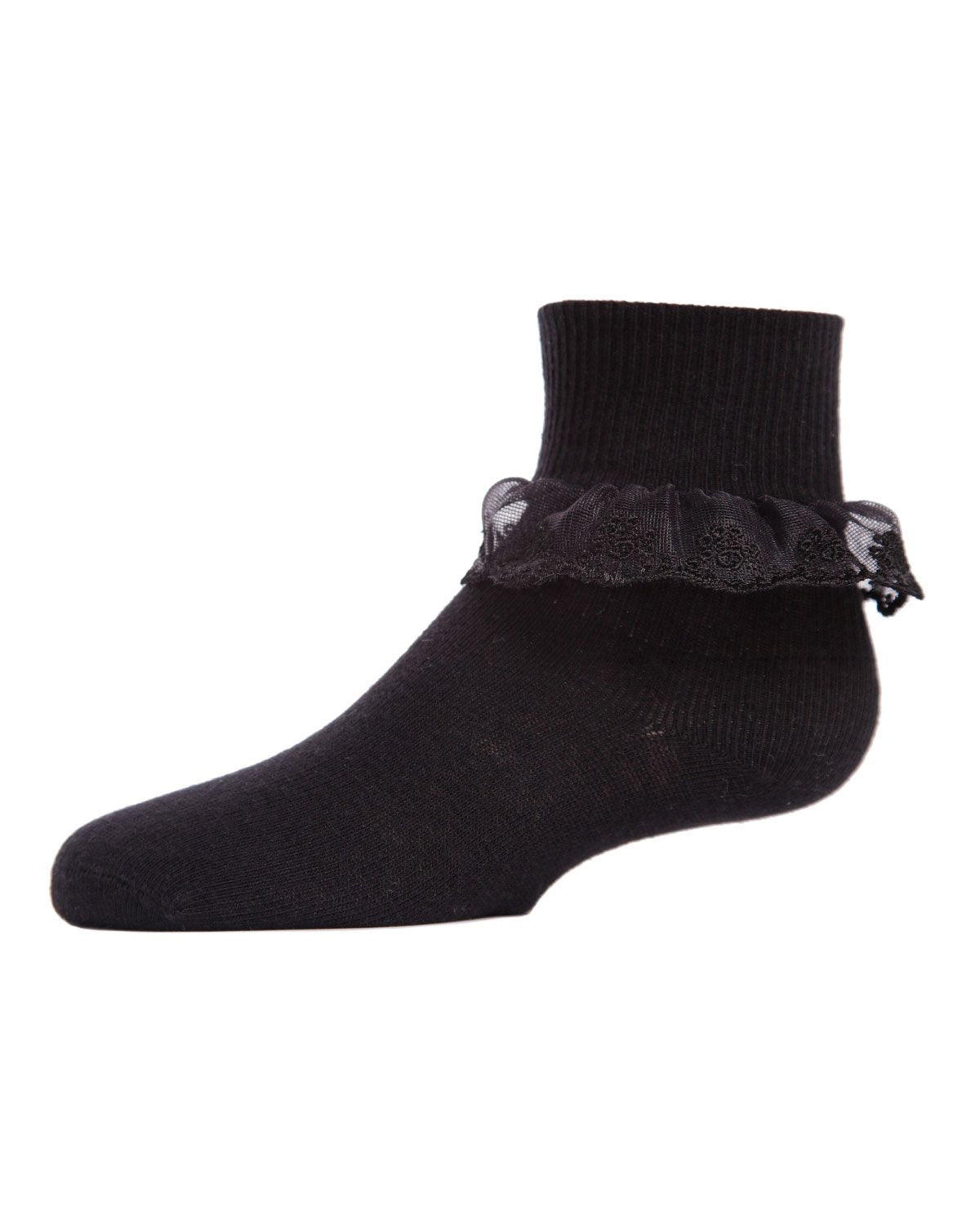 Classic Lace Girls Ruffle Anklet Socks : Color: Black