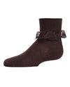 Classic Lace Girls Ruffle Anklet Socks : Color: Brown