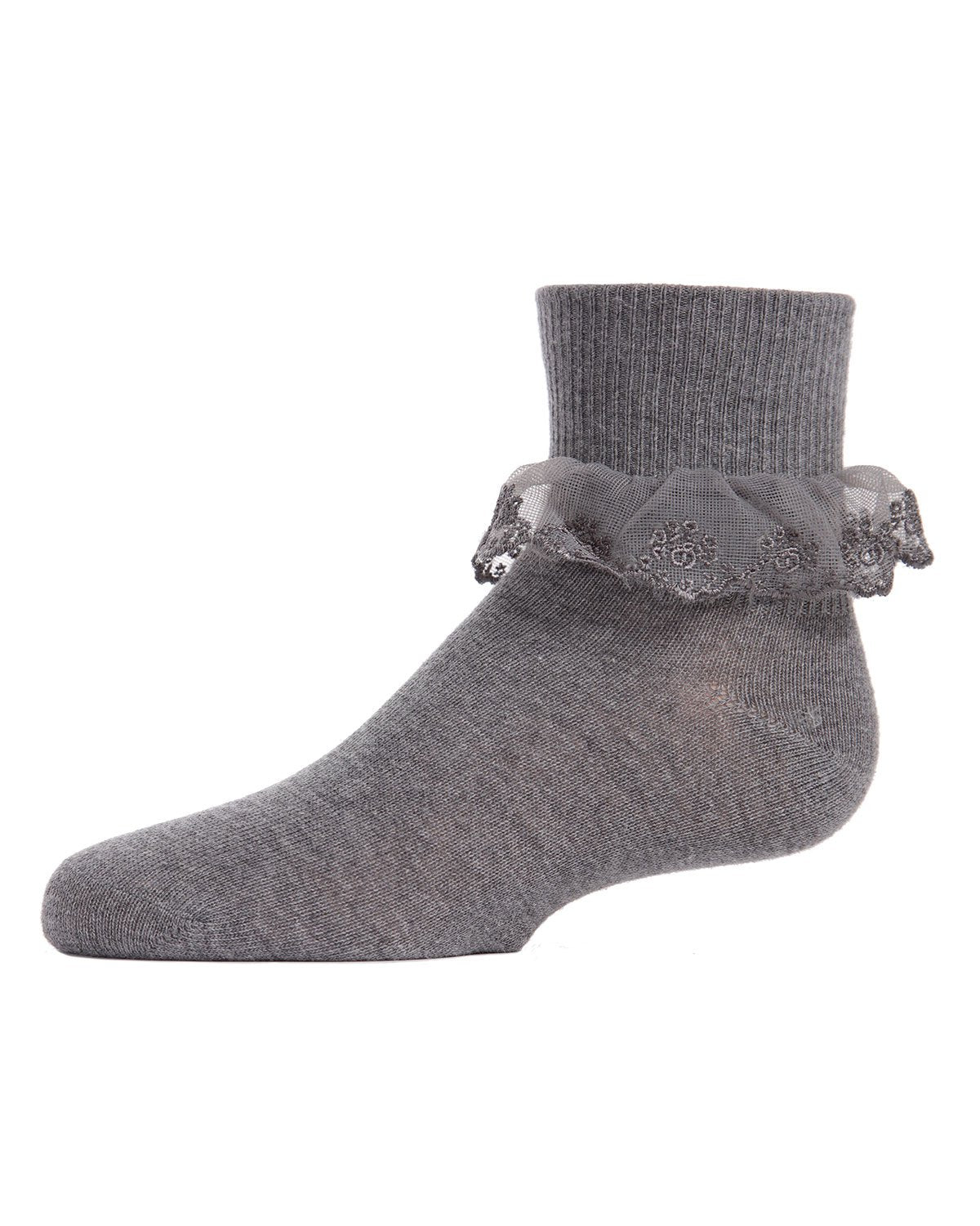 Classic Lace Girls Ruffle Anklet Socks : Color: Light Gray