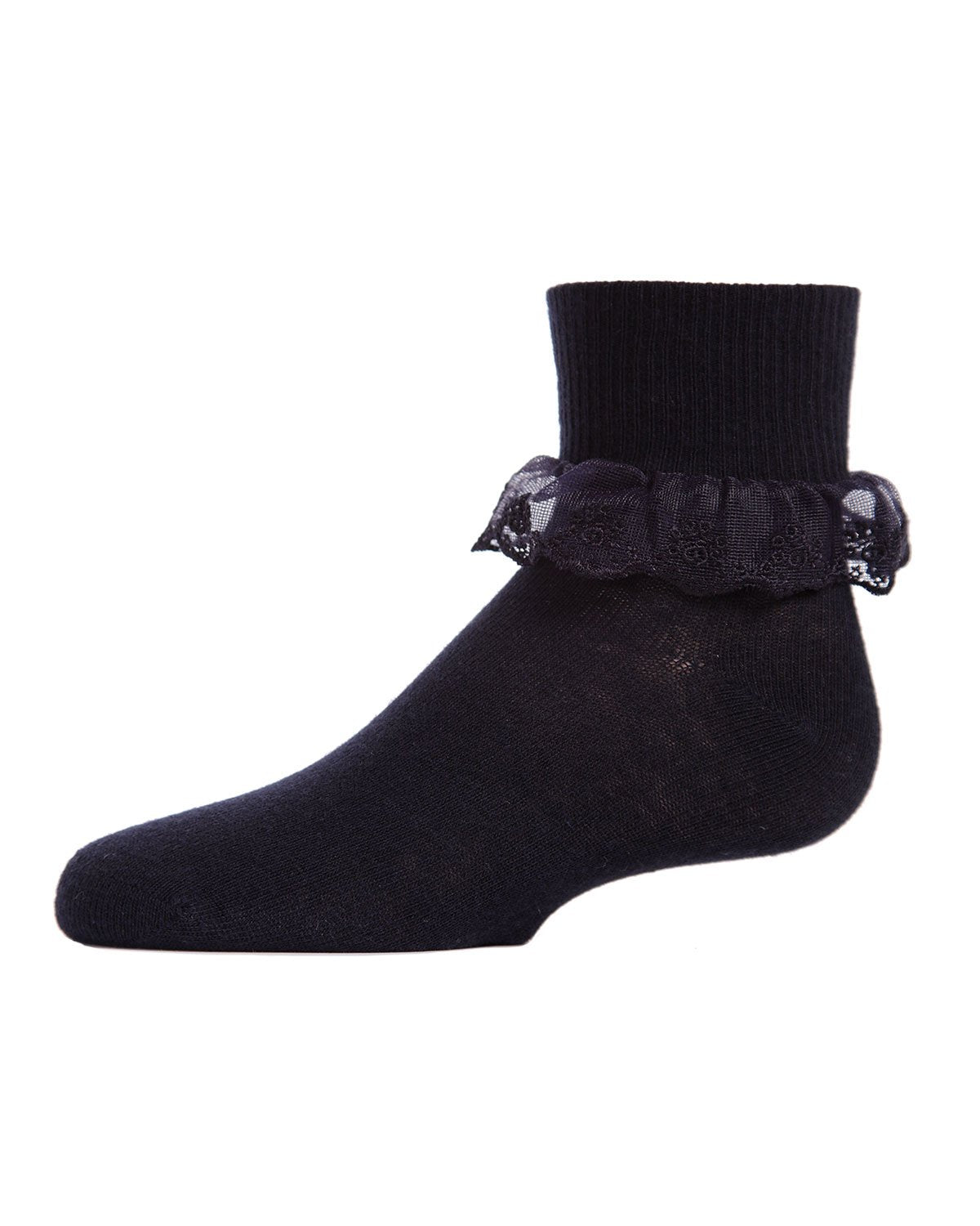 Classic Lace Girls Ruffle Anklet Socks : Color: Navy