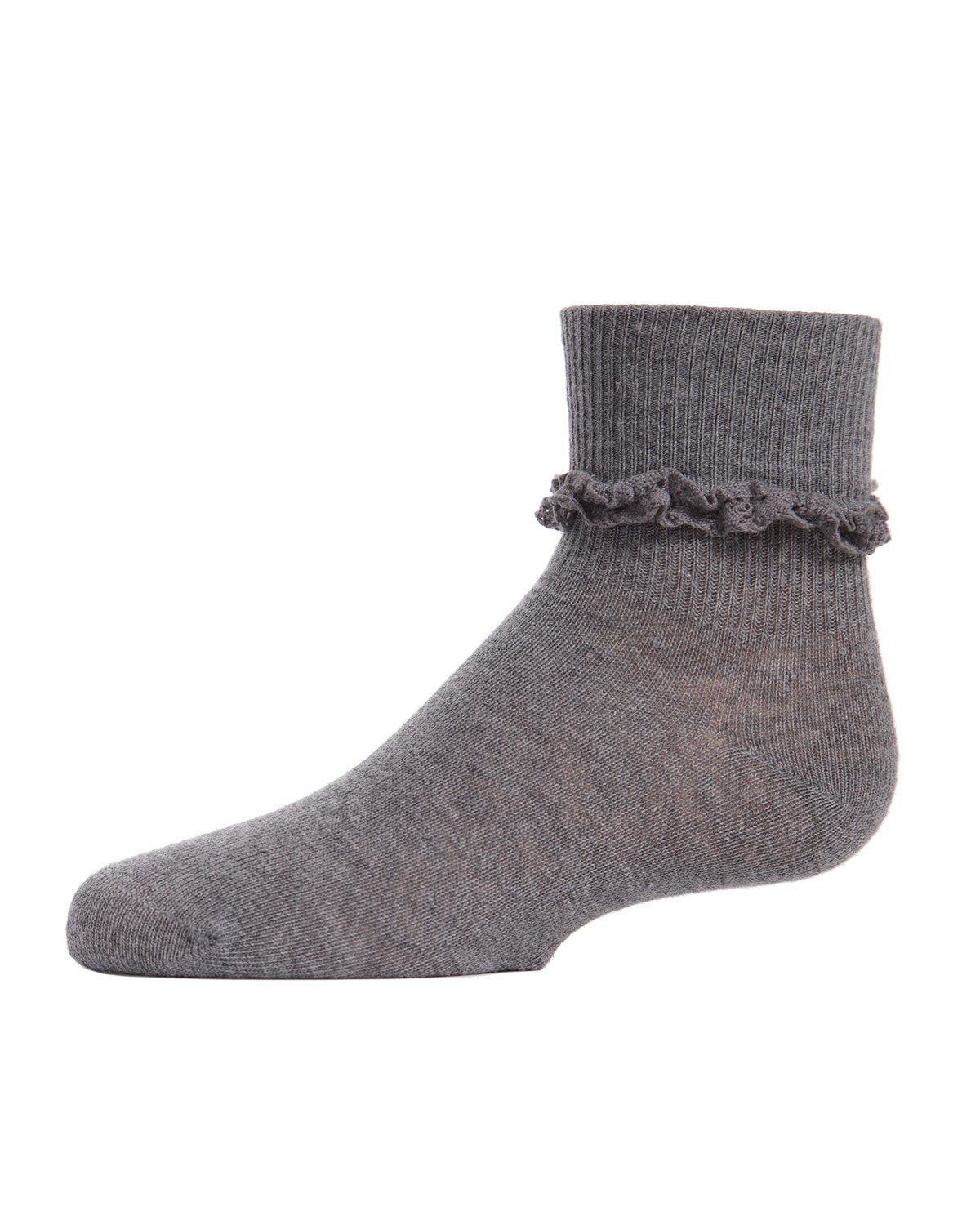 Girls' Ruffle Eyelet Cotton Blend Anklet Socks : Color: Light Gray