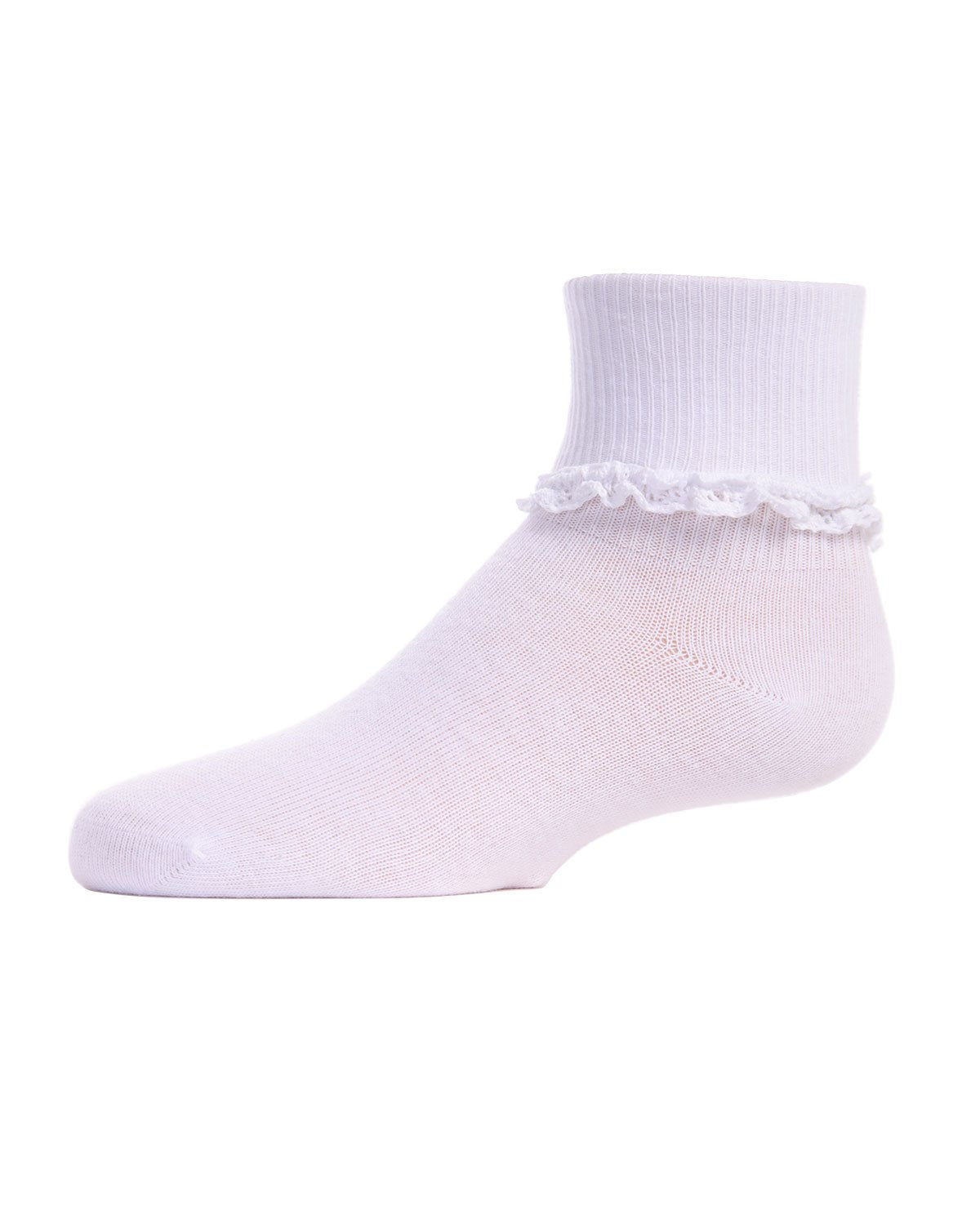 Girls' Ruffle Eyelet Cotton Blend Anklet Socks : Color: White