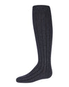 Girls Wide Ribbed Cotton Blend Uniform Knee Socks : Color: Charcoal 
