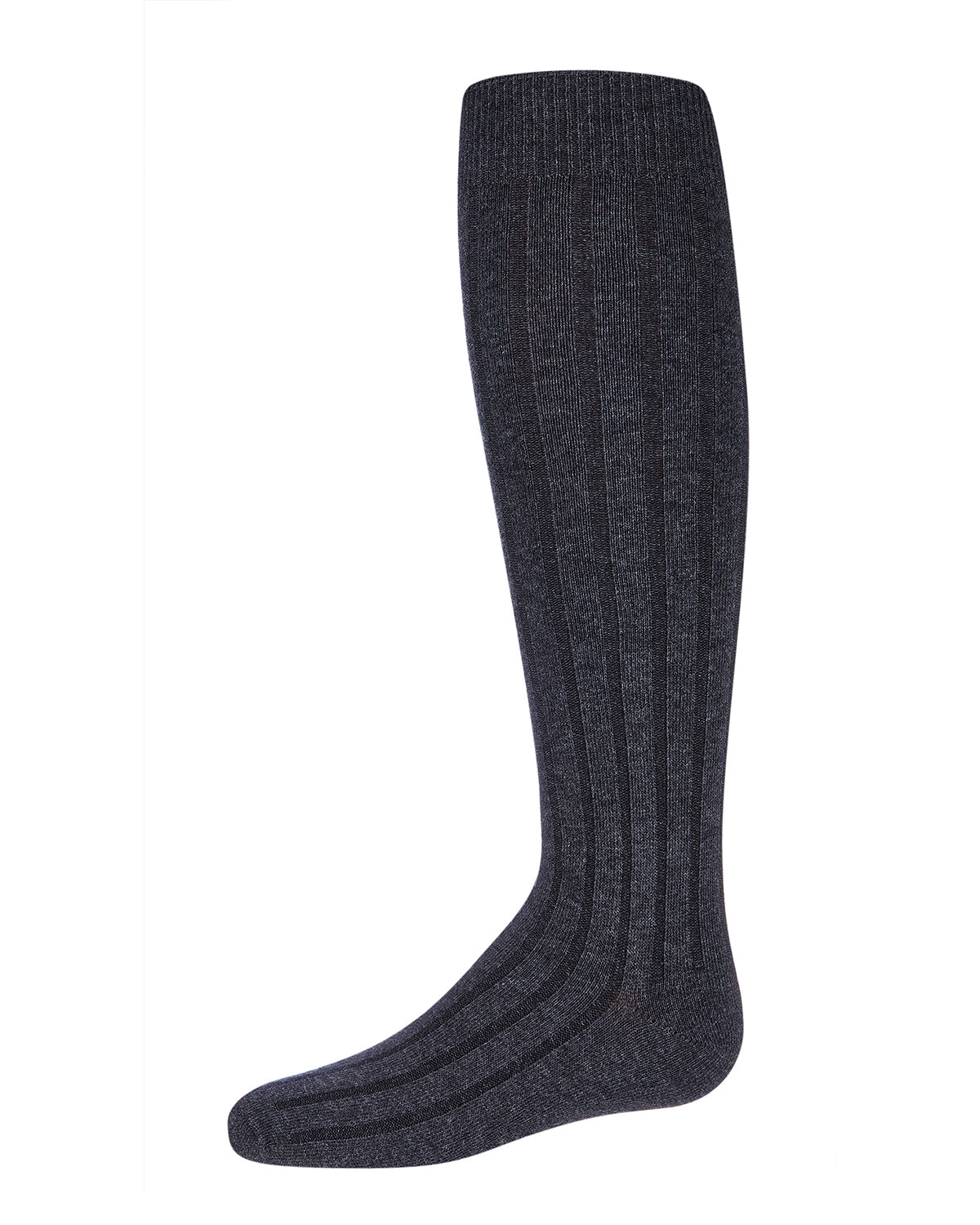 Girls Wide Ribbed Cotton Blend Uniform Knee Socks : Color: Charcoal 