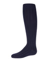Girls Wide Ribbed Cotton Blend Uniform Knee Socks : Color: Navy