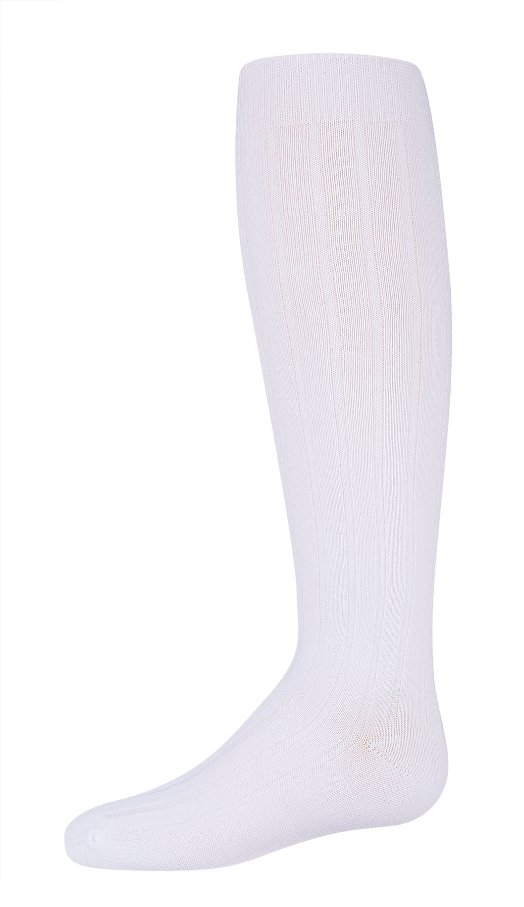 Girls Wide Ribbed Cotton Blend Uniform Knee Socks : Color: White