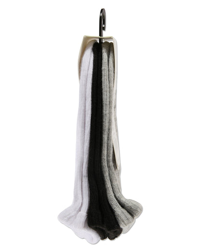 3 Pairs Infant Ribbed Non-Skid Ankle Socks : Color: White-Black-Gray