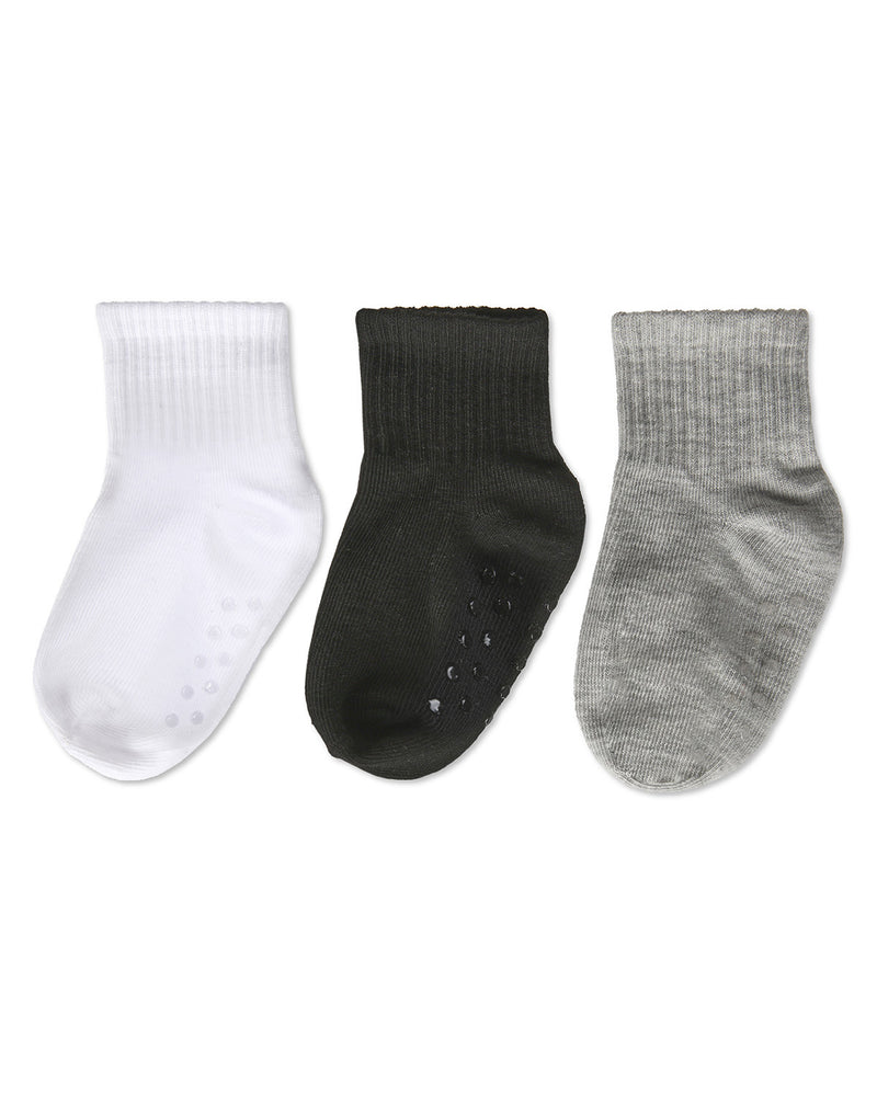 3 Pairs Infant Ribbed Non-Skid Ankle Socks