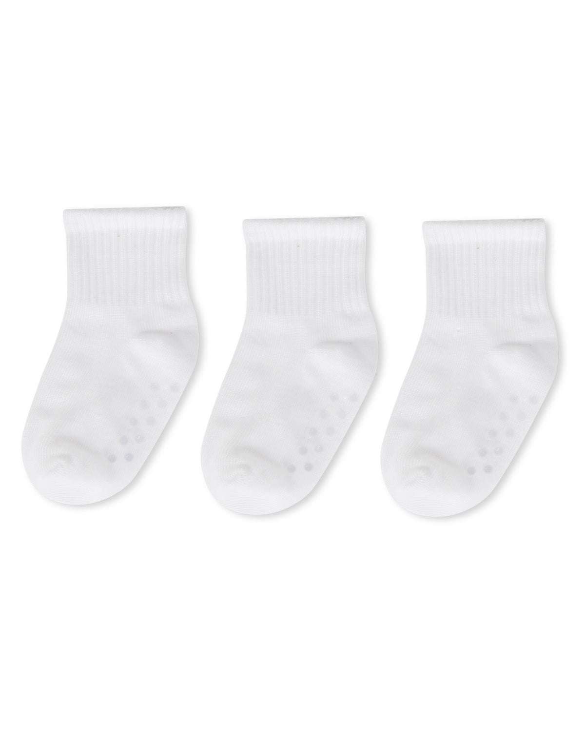 3 Pairs Infant Ribbed Non-Skid Ankle Socks : Color: White-White-White