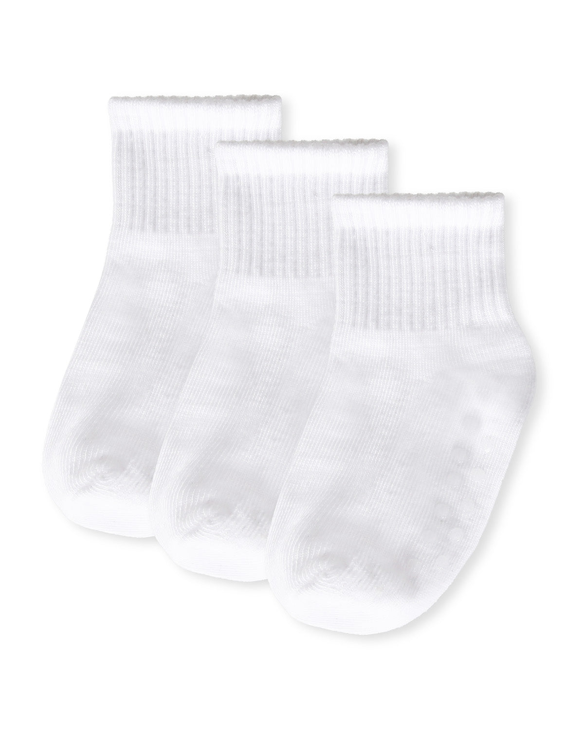 3 Pairs Infant Ribbed Non-Skid Ankle Socks : Color: White-Black-Gray